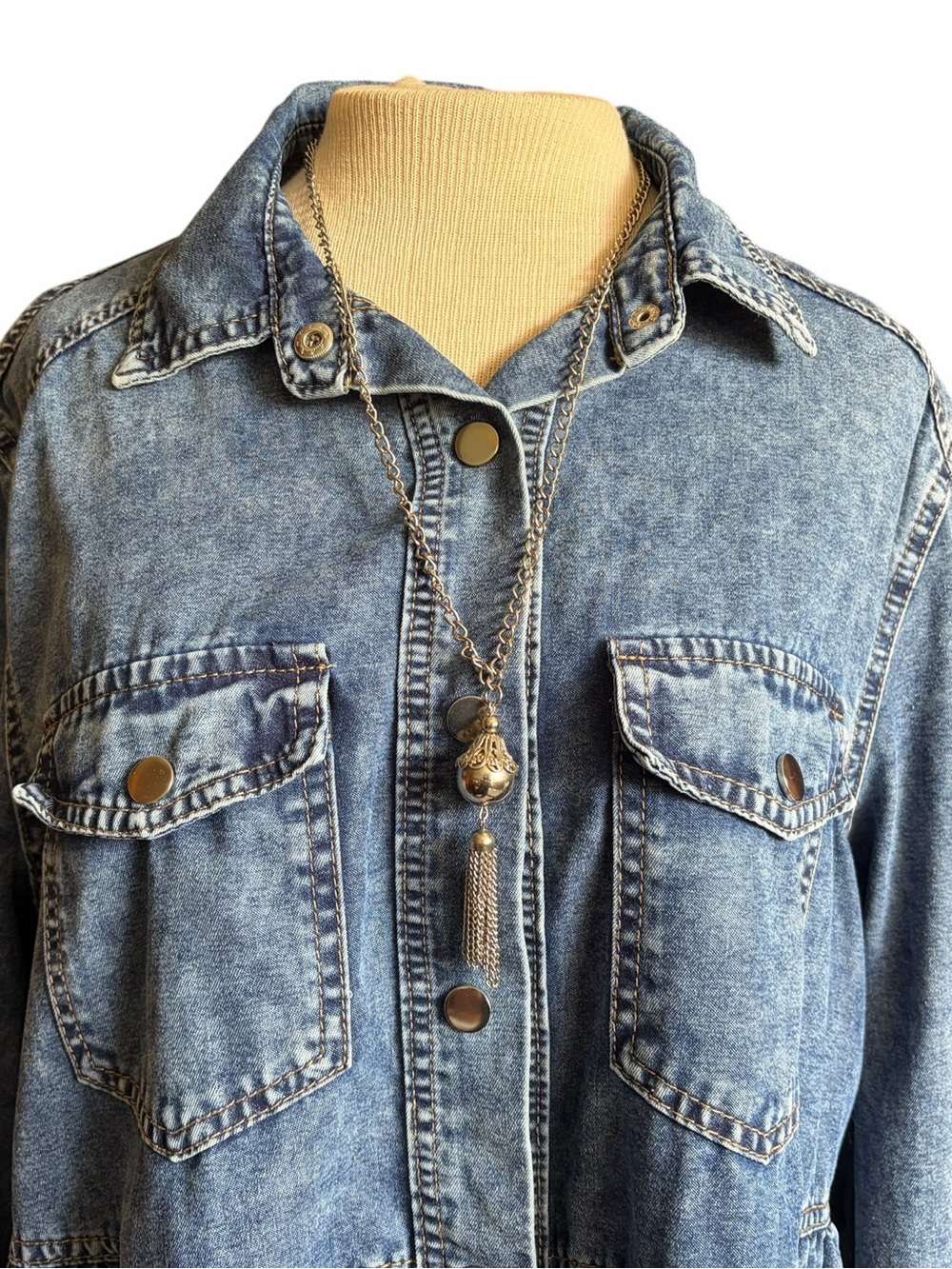 Denim Cottagecore Button Up Dress - Picture 2 of 6
